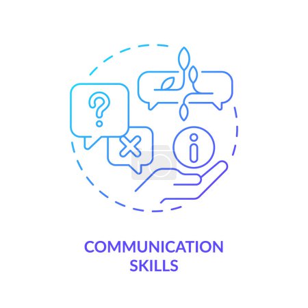 Illustration for Communication skills blue gradient concept icon. Effective meeting. Product information. Sales presentation. Client service. Round shape line illustration. Abstract idea. Graphic design. Easy to use - Royalty Free Image