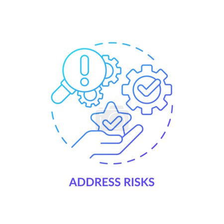 Address risks blue gradient concept icon. Risk management. Be proactive. Sales strategy. Closing deal. Selling technique. Round shape line illustration. Abstract idea. Graphic design. Easy to use