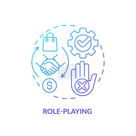 Illustration for Role playing blue gradient concept icon. Negotiation skills. Training exercise. Service representative. Sales coaching. Round shape line illustration. Abstract idea. Graphic design. Easy to use - Royalty Free Image