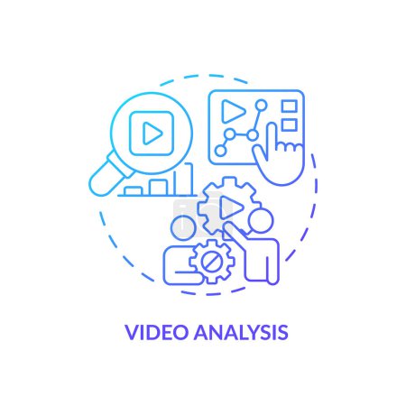 Illustration for Video analysis blue gradient concept icon. Learn from others. Business insight. Performance evaluation. Coaching session. Round shape line illustration. Abstract idea. Graphic design. Easy to use - Royalty Free Image