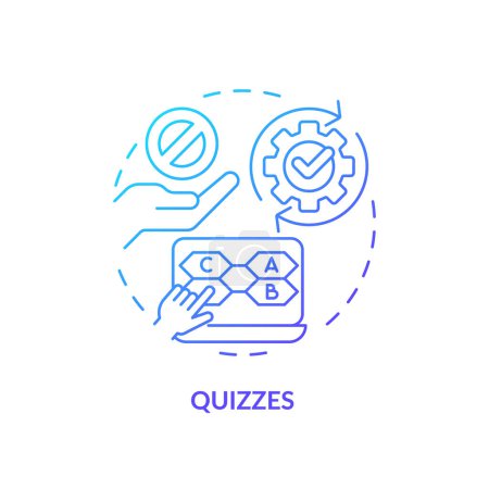 Illustration for Quizzes blue gradient concept icon. Multiple choice test. Knowledge check. Questions and answers. Sales interview. Round shape line illustration. Abstract idea. Graphic design. Easy to use - Royalty Free Image