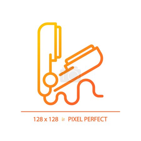 Illustration for 2D pixel perfect hair straightener gradient icon, isolated vector, haircare thin line simple orange illustration. - Royalty Free Image