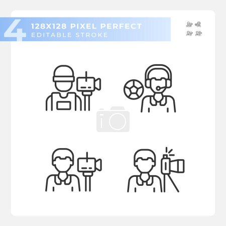 Illustration for Pixel perfect set of black icons representing journalism, editable thin line illustration. - Royalty Free Image