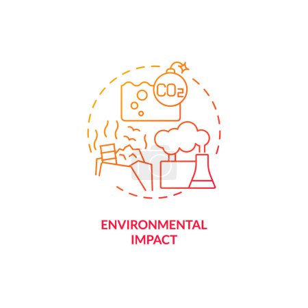 Illustration for 2D gradient environmental impact thin line icon concept, isolated vector, illustration representing overproduction. - Royalty Free Image