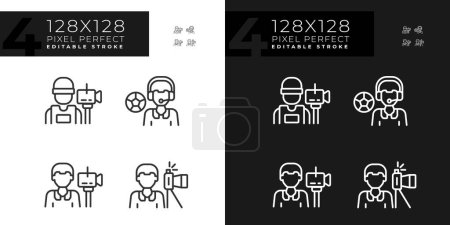 Illustration for Pixel perfect set of dark and light icons representing journalism, editable thin line illustration. - Royalty Free Image