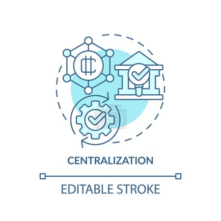 Illustration for 2D editable centralization thin line icon concept, isolated vector, blue illustration representing digital currency. - Royalty Free Image