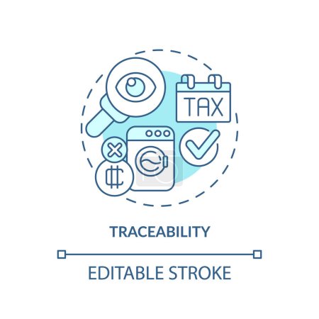 Illustration for 2D editable traceability thin line icon concept, isolated vector, blue illustration representing digital currency. - Royalty Free Image