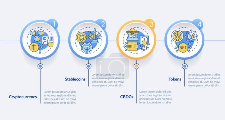 Illustration for 2D colorful digital currency vector infographics template, data visualization with 4 steps, process timeline chart. - Royalty Free Image