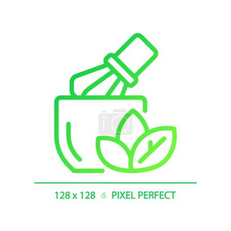 Illustration for 2D pixel perfect gradient herbal icon, isolated vector, thin line green illustration representing allergen free. - Royalty Free Image