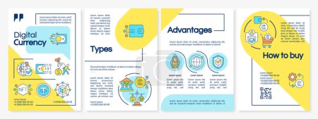 Illustration for Digital currency multicolor brochure template, leaflet design with thin linear icons, 4 vector layouts. - Royalty Free Image