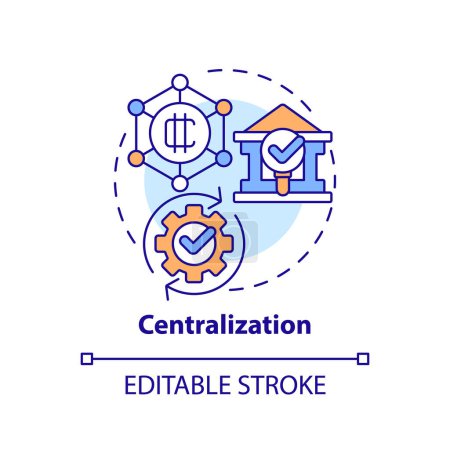 Illustration for 2D editable centralization thin line icon concept, isolated vector, multicolor illustration representing digital currency. - Royalty Free Image