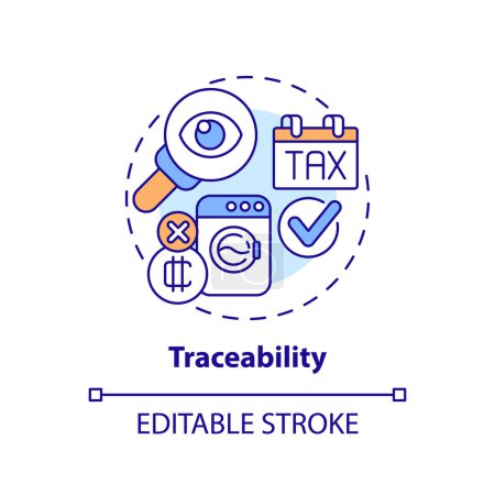 Illustration for 2D editable traceability thin line icon concept, isolated vector, multicolor illustration representing digital currency. - Royalty Free Image