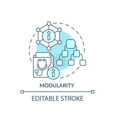 Téléchargez les illustrations : Icône bleue modifiable 2D concept de modularité, vecteur monochromatique isolé, ressources d'interopérabilité de la santé illustration en ligne mince. - en licence libre de droit