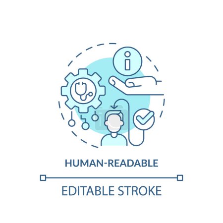 Illustration for 2D editable blue icon human-readable concept, isolated monochromatic vector, health interoperability resources thin line illustration. - Royalty Free Image
