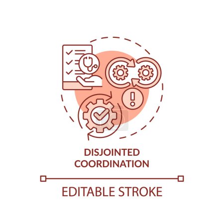 Illustration for 2D editable red icon disjointed coordination concept, isolated monochromatic vector, health interoperability resources thin line illustration. - Royalty Free Image
