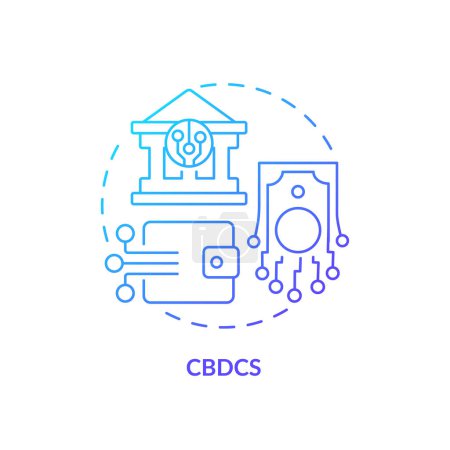 Illustration for 2D CBDCs gradient thin line icon concept, isolated vector, illustration representing digital currency - Royalty Free Image