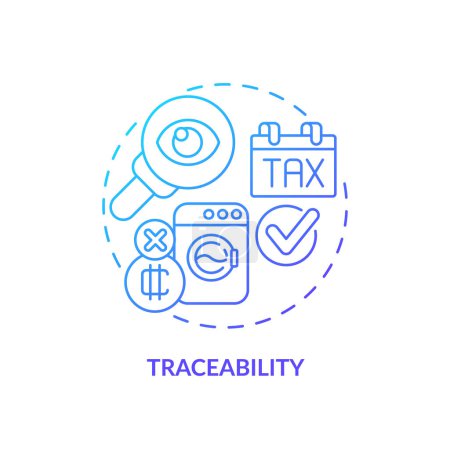 Illustration for 2D traceability gradient thin line icon concept, isolated vector, illustration representing digital currency. - Royalty Free Image