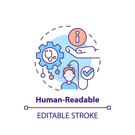 Illustration for 2D editable multicolor icon human-readable concept, isolated vector, health interoperability resources thin line illustration. - Royalty Free Image
