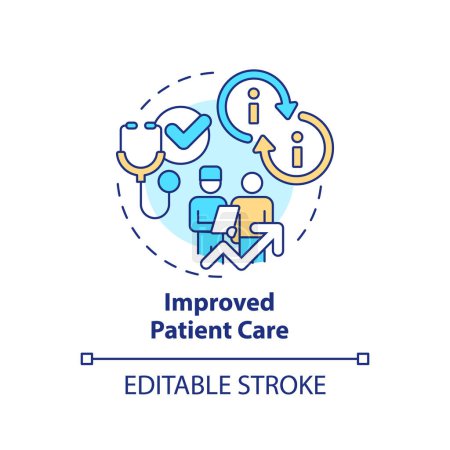 Illustration for 2D editable multicolor icon improved patient care concept, isolated vector, health interoperability resources thin line illustration. - Royalty Free Image