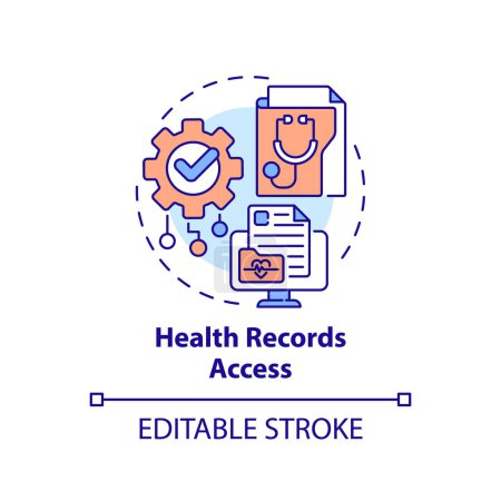 Illustration for 2D editable multicolor icon health records access concept, isolated vector, health interoperability resources thin line illustration. - Royalty Free Image