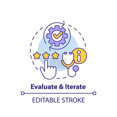 Illustration for 2D editable multicolor icon evaluate and iterate concept, isolated vector, health interoperability resources thin line illustration. - Royalty Free Image