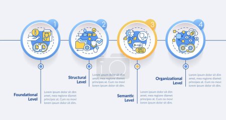 Illustration for 2D health interoperability resources vector infographics template with thin linear icons concept, data visualization with 4 steps, process timeline chart. - Royalty Free Image
