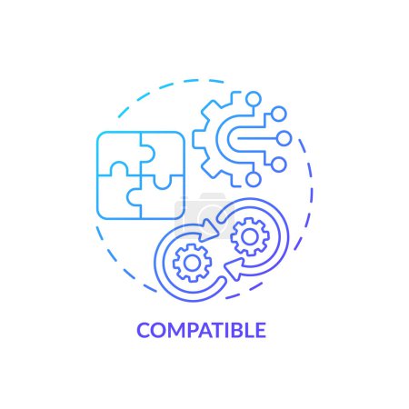 Illustration for 2D gradient blue icon compatible concept, isolated vector, health interoperability resources thin line illustration. - Royalty Free Image