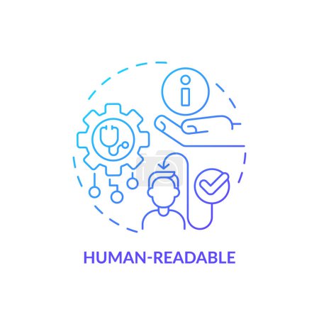 Illustration for 2D gradient blue icon human-readable concept, isolated vector, health interoperability resources thin line illustration. - Royalty Free Image