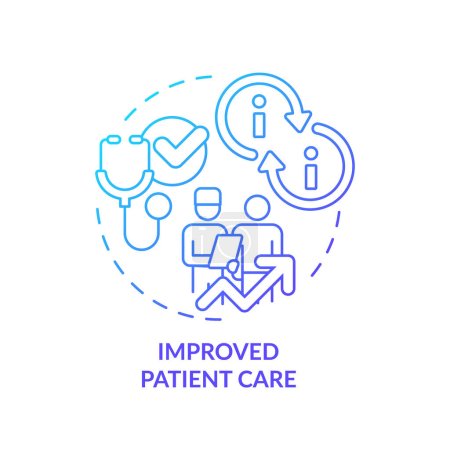 Illustration for 2D gradient blue icon improved patient care concept, isolated vector, health interoperability resources thin line illustration. - Royalty Free Image
