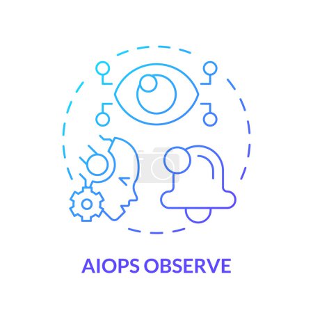 Illustration for 2D AI ops observe gradient icon representing AI ops, isolated vector, blue thin line illustration. - Royalty Free Image