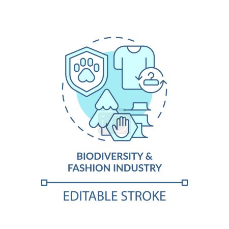 Illustration for 2D editable blue icon biodiversity and fashion industry concept, monochromatic isolated vector, sustainable fashion thin line illustration. - Royalty Free Image