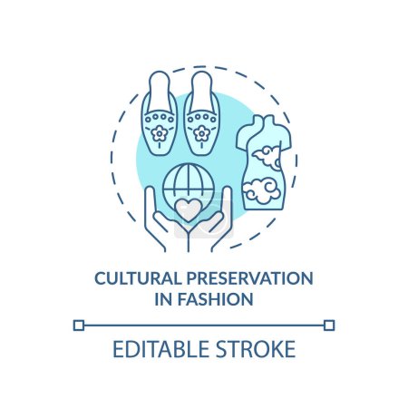 Ilustración de Icono azul editable 2D preservación cultural en concepto de moda, vector aislado monocromático, ilustración de línea delgada de moda sostenible. - Imagen libre de derechos