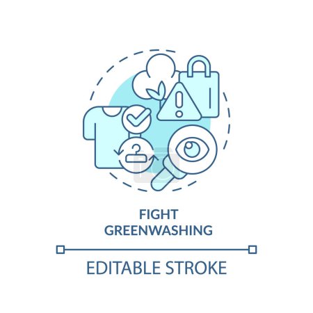 Illustration for 2D editable blue icon fight greenwashing concept, monochromatic isolated vector, sustainable fashion thin line illustration. - Royalty Free Image