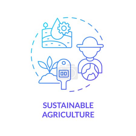 Sustainable agriculture blue gradient concept icon. Eco friendly farming. Soil health. Water management. Growing plants. Round shape line illustration. Abstract idea. Graphic design. Easy to use