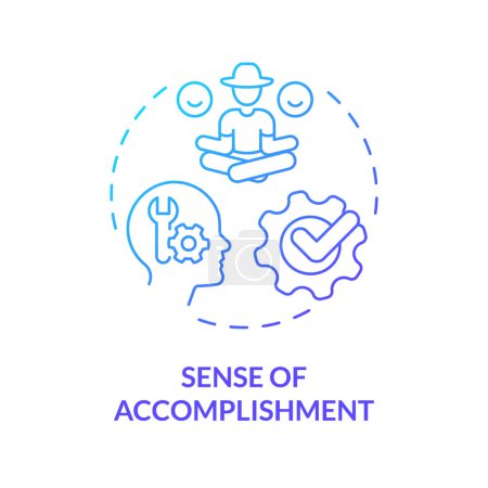 Illustration for Sense of accomplishment blue gradient concept icon. Farmer business. Hard work. Feeling good. Job satisfaction. Food supply. Round shape line illustration. Abstract idea. Graphic design. Easy to use - Royalty Free Image