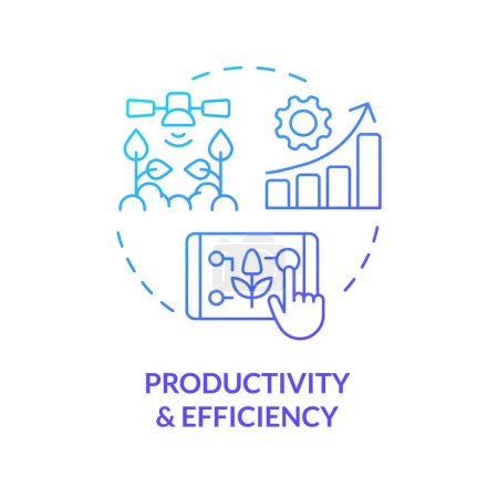 Illustration for Productivity and efficiency blue gradient concept icon. Increase performance. Agricultural field. Smart farming. Round shape line illustration. Abstract idea. Graphic design. Easy to use - Royalty Free Image