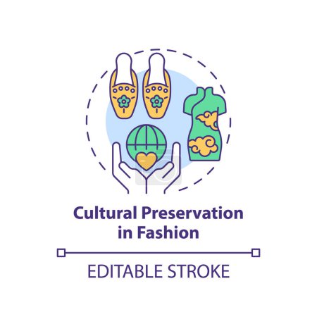 Ilustración de Icono multicolor editable 2D preservación cultural en concepto de moda, vector aislado simple, ilustración de línea delgada de moda sostenible. - Imagen libre de derechos
