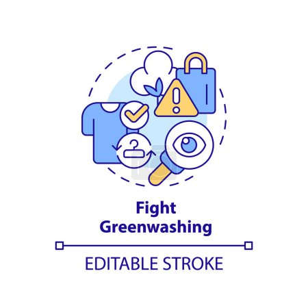 Illustration for 2D editable multicolor icon fight greenwashing concept, simple isolated vector, sustainable fashion thin line illustration. - Royalty Free Image