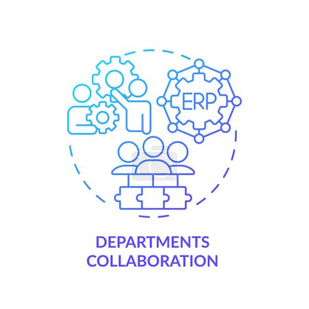 Illustration for Gradient department collaborations icon concept, isolated vector, enterprise resource planning thin line illustration. - Royalty Free Image