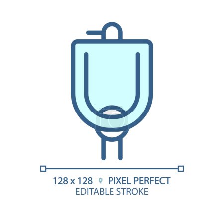 Illustration for 2D pixel perfect editable blue urinal bowl icon, isolated vector, thin line illustration representing plumbing. - Royalty Free Image