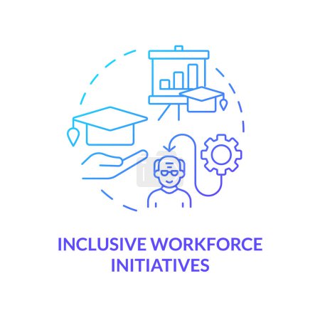 Illustration for 2D gradient inclusive workforce initiatives thin line icon concept, isolated vector, blue illustration representing unretirement. - Royalty Free Image
