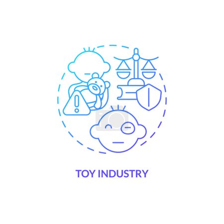 Ilustración de Concepto de icono de línea delgada de la industria de juguetes de gradiente 2D, vector aislado, ilustración azul que representa la responsabilidad del producto. - Imagen libre de derechos