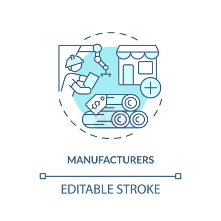 Illustration for 2D editable manufacturers thin line icon concept, isolated vector, blue illustration representing vendor management. - Royalty Free Image