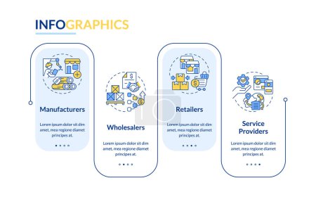 Illustration for 2D vendor management vector infographics template, data visualization with 4 steps, process timeline chart. - Royalty Free Image