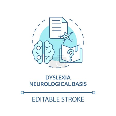 Illustration for 2D editable blue icon dyslexia neurological basis concept, simple isolated vector, dyslexia thin line illustration. - Royalty Free Image
