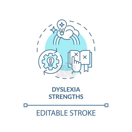 Illustration for 2D editable blue icon dyslexia strengths concept, simple isolated vector, dyslexia thin line illustration. - Royalty Free Image