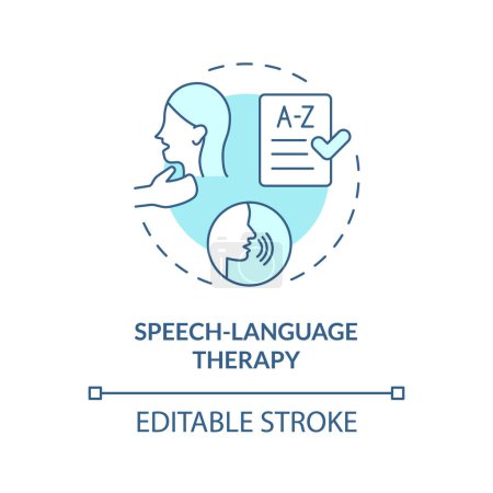 Illustration for 2D editable blue icon speech language therapy concept, simple isolated vector, dyslexia thin line illustration. - Royalty Free Image