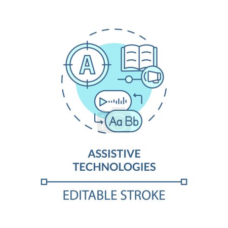 Illustration for 2D editable blue icon assistive technologies concept, simple isolated vector, dyslexia thin line illustration. - Royalty Free Image