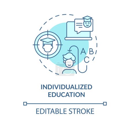 Illustration for 2D editable blue icon individualized education concept, simple isolated vector, dyslexia thin line illustration. - Royalty Free Image