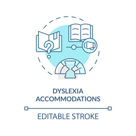 Illustration for 2D editable blue icon dyslexia accomodations concept, simple isolated vector, dyslexia thin line illustration. - Royalty Free Image